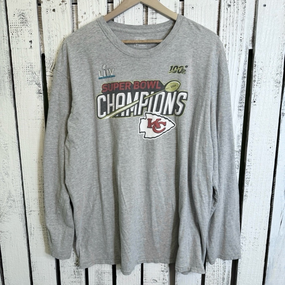 Kansas City‎ KC Chiefs Super Bowl LIIV NFL Pro Line Long Sleeve T-Shirt Size 2XL